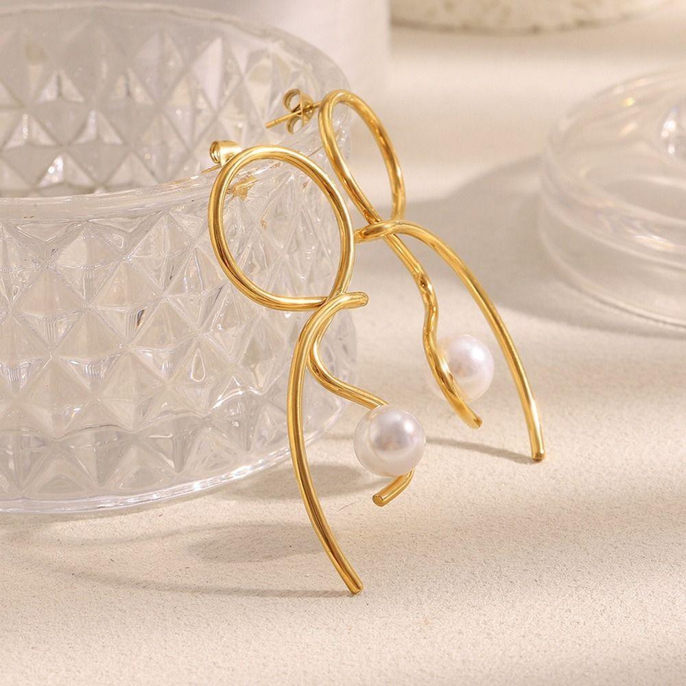Waterproof Imitation Pearl Earrings Stainless Steel Statement Earrings  Women's Jewelry