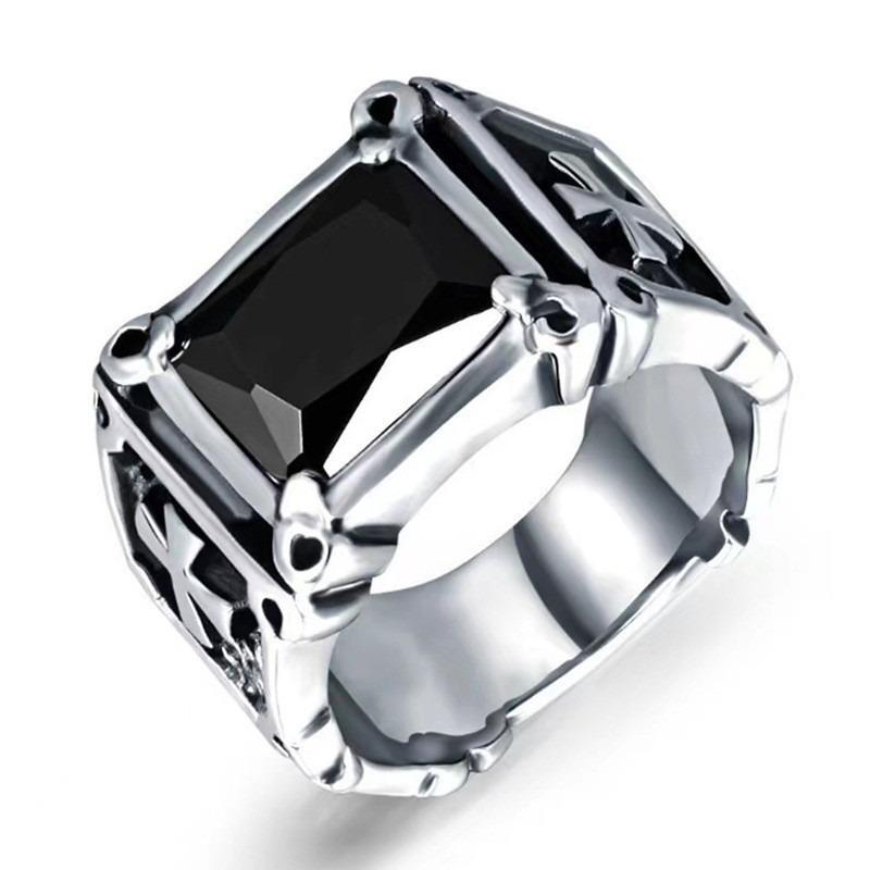 Fashionable, Powerful and Retro In Design, This Ring Features Gemstone Inlays and Is Suitable for Men's Finger.