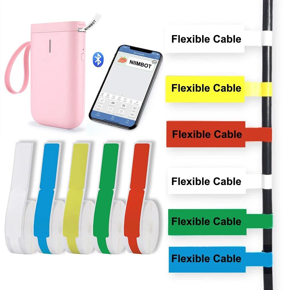 

2 рулона Niimbot D11 D61 самоклеящиеся наклейки для кабеля 12,5 мм * 109 мм водостойкая идентификационная бирка из волокна, провода, этикетки для кабеля, наклейка