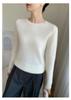 Women's Thickened Cashmere Wool Sweater - Round Neck, Flat Saddle Shoulder Knit Base Layer for Autumn & Winter