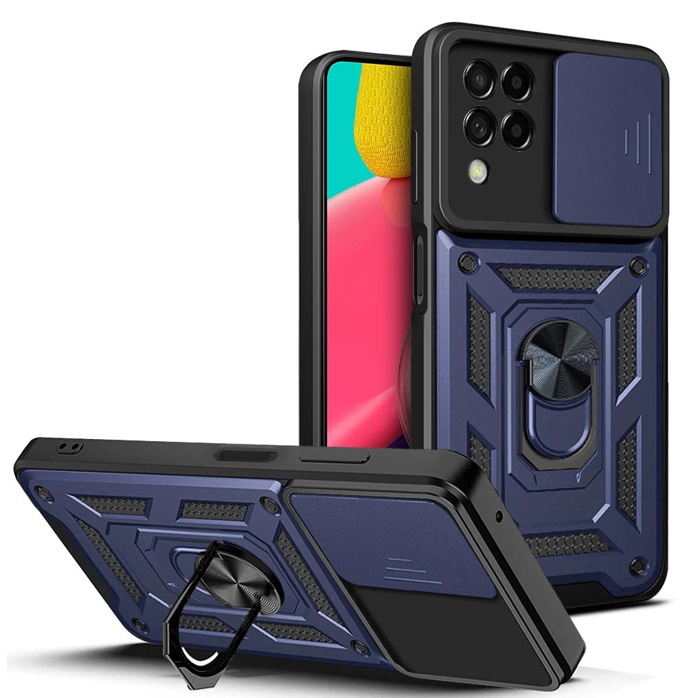 Carcasă Armură Rezistentă la Șocuri Pentru Samsung Galaxy M52 M32 M22 M51 M23 M33 M62 M12 F23 5G Fereastră Glisantă cu Buton Inel Magnetic Carcasă Cover