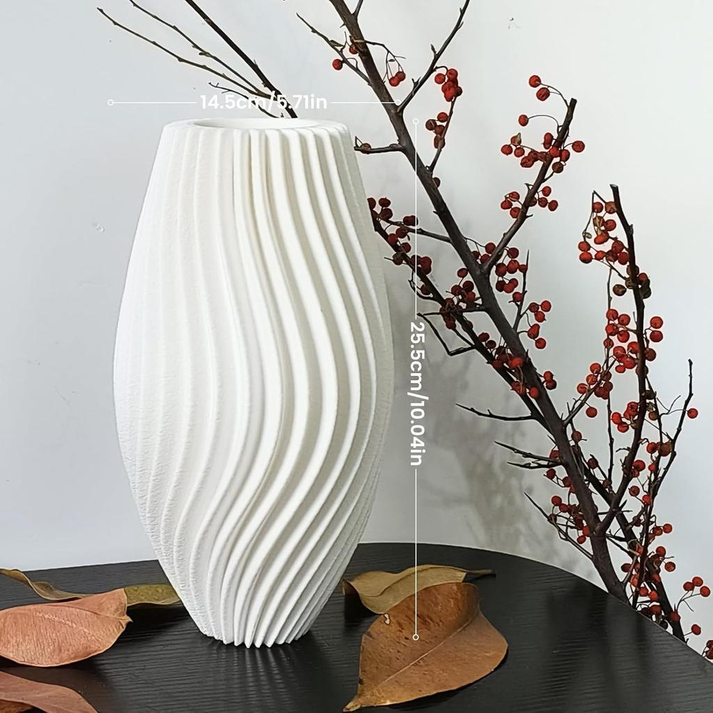 Modern Vase, White Minimalist Small Flower Holders for Pampas Grass Decor, Coffee Table & Shelf Decor, Abstract Vases for Flower Bouquet, Trendy Home