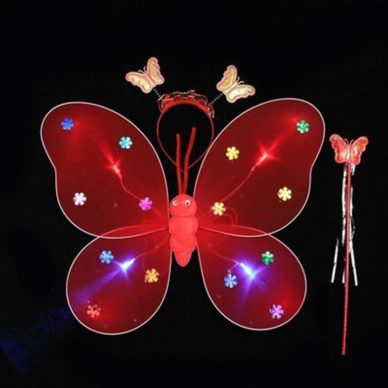 Girls' Luminous Butterfly Wings & Light-Up Fairy Wand Dress-Up Set