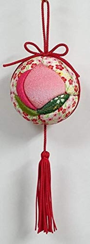 Chirimen Craft Kit Kimekomi Hanging Temari "Peach"