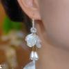 French Retro Flower Petal Water Drop Pearl Ear Hook, Light Luxury Exaggerated Earrings Earrings