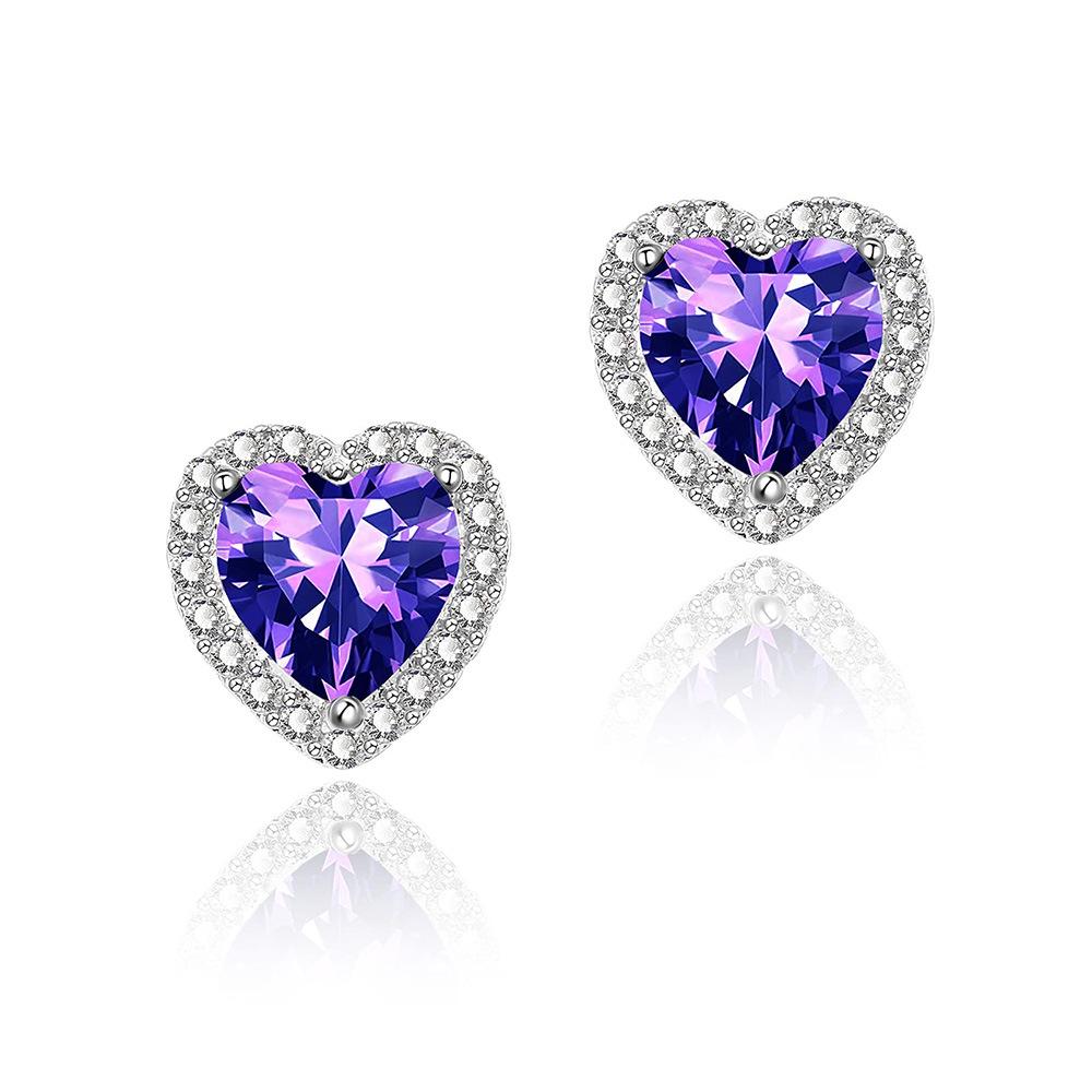 Elegant Heart-Shaped Rhinestone Zirconia Stud Earrings for Women - Versatile & Fashionable Jewelry E-commerce Bestseller