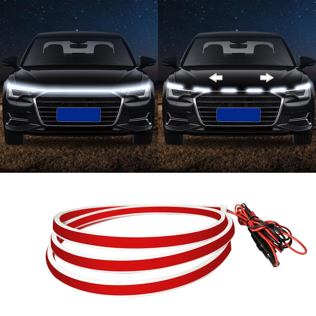 12V Scan Starting Car Hood Signal Light Car Daytime Running Light DRL Dynamic Auto Tuning Decorative Headlight Strip Universal