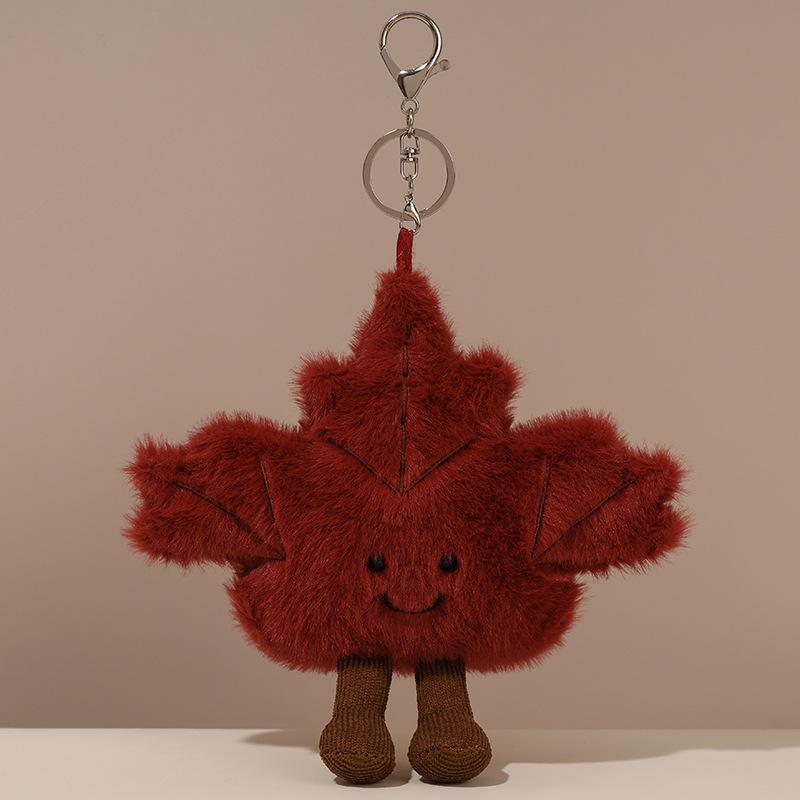 16cm Cute Interactive Maple Leaf Plush Toy Snowflake Doll Keychain Creative Girl's Bag Pendant Gift Cartoon Series Soft Stuffed