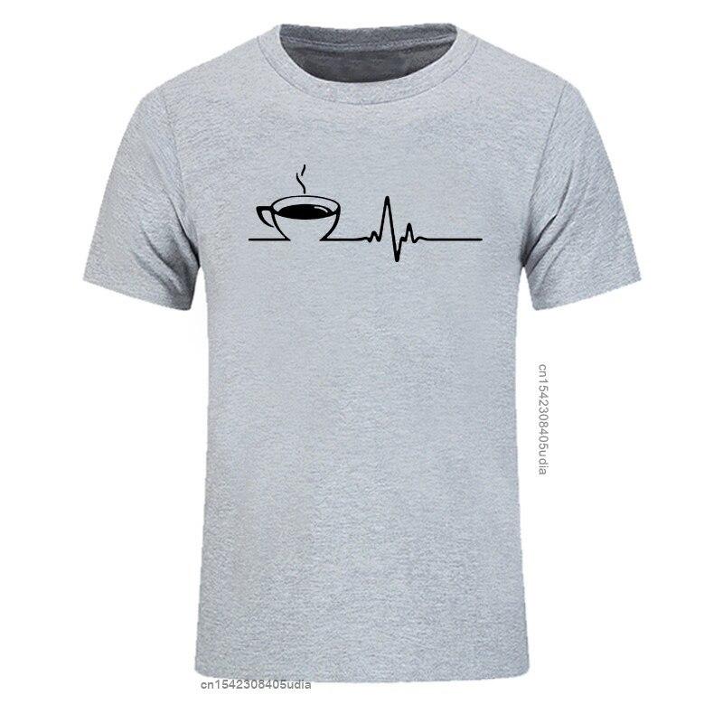 T Shirt Brand Men Short Sleeve Round Collar Coffee Heartbeat Camisas Casual The Funny Tshirt Printing T Shirts