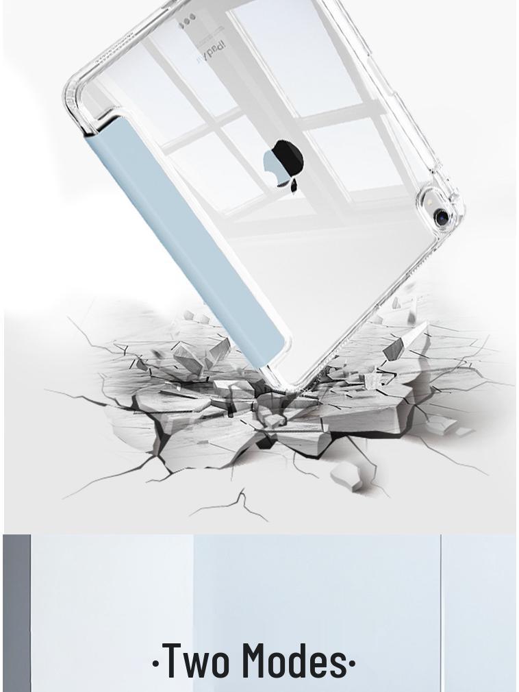 iPad Protective Case: Three-Fold Stand, Flip Cover with High Transparency, Anti-Drop Protection, and Pen Slot Design.