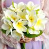 5PCS PU Real Touch Lifelike Artificial Plumeria Frangipani Flower Stems Wedding Home Party Spring Flowers Decoration (White)