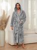 Men's Hooded Robes Full Length Spa Bathrobes Soft House Sleepwear Coat with Pockets Winter Warm Plush Fleece Robe Hooded Fluffy Robes for Men