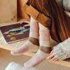 high quality4 Pairs Women'S Thick Warm Mid-Calf Socks - Soft, Comfortable Striped Design in Pink, Beige, Brown & White, Perfect for Fall/Winter,