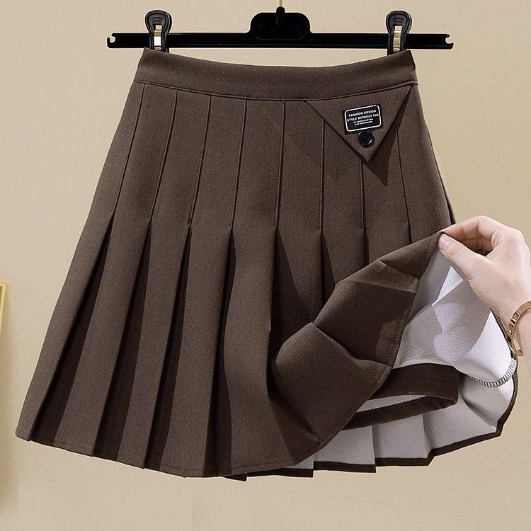 Stylish Grey Suit Skirt for Women, Pleated Mini Skirt with High Waistband