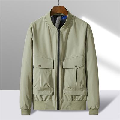 Giacca da uomo primaverile e autunnale con colletto alla coreana, vestibilità ampia, orlo dritto, tinta unita, taglie forti, semplice, abbigliamento baseball