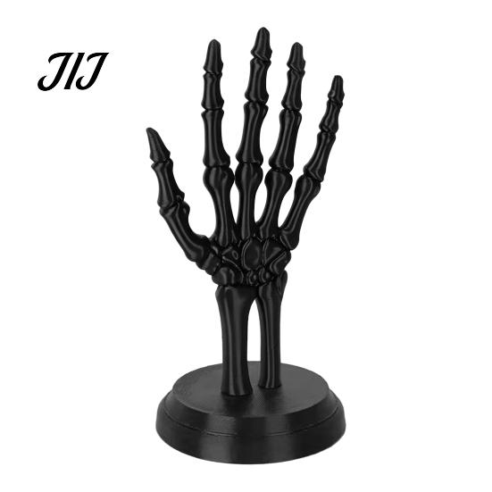 Halloween Desktop Decor Gothic Skull Hand Jewelry Rack, 3D Print Skeleton Ornament Stand Earring Storage Rack with Stable Base, Rings And Bracelets