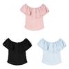 Tricou Bumbac Kawaii cu Mânecă Scurtă și Detalii Volane pentru Purtare Casual Zilnică