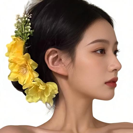 Hairpin 3D Artificial Flower Decor Hair Comb Easy To Wear Broken Hair Fixer Outdoor Travel Hair Stick Hair