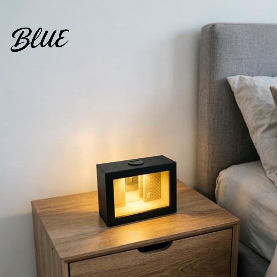 Dust-proof Figure Display Case Wooden LED Picture Frame Night Light, Mirror Illusion Infinite Tunnel Tabletop Lamp, Matte Black Dustproof Surreal Room