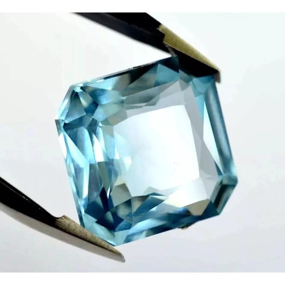 Fabulous Natural Sky Blue Aquamarine 12-13 Ct Square Cut Certified Gemstone