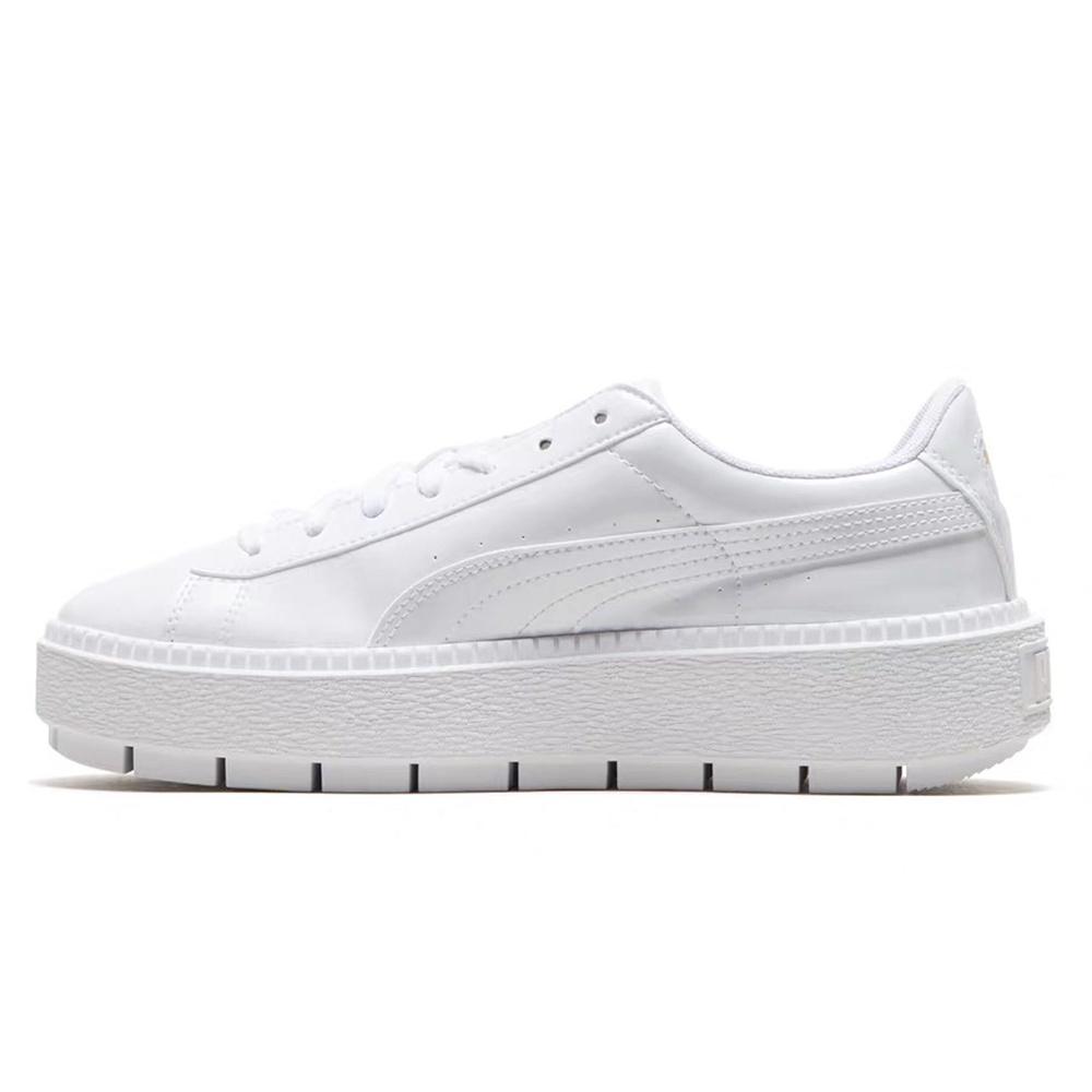 (WMNS) PUMA Basket Platform Retro Low Tops Casual Skateboarding Shoes Unisex White Women s 367046-01 EU 38