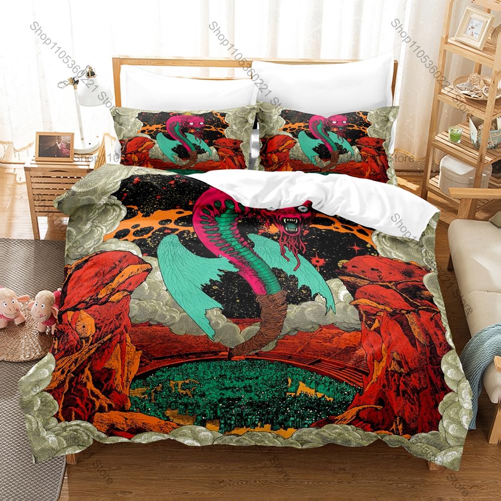 King Gizzard & The Lizard Wizard Bedding Set Duvet Cover + 2 Pillowcases Neo Psychedelic Rock Retro Bedroom Decor