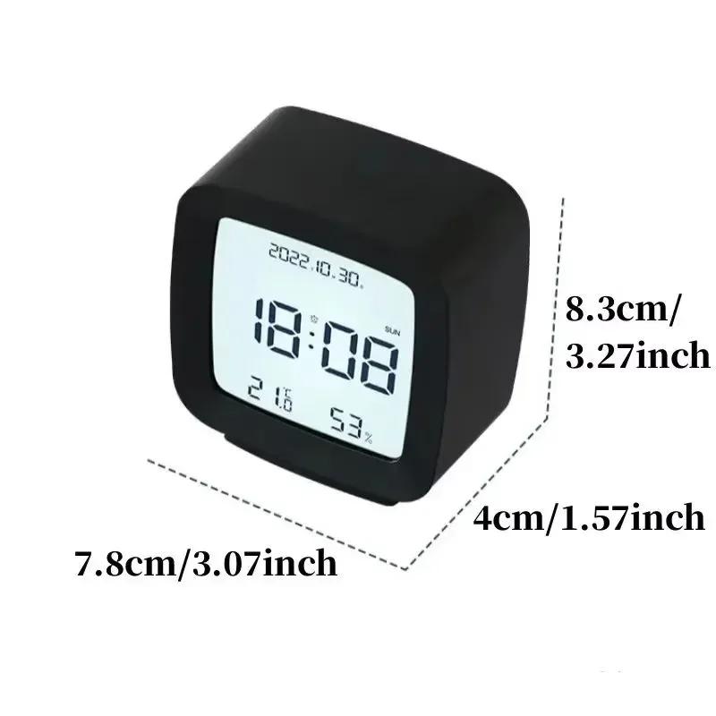 Desk Decor LCD Digital Alarm Clock Indoor Temperature and Humidity Portable Desk Clock Electronic Bedroom Decoration Table home