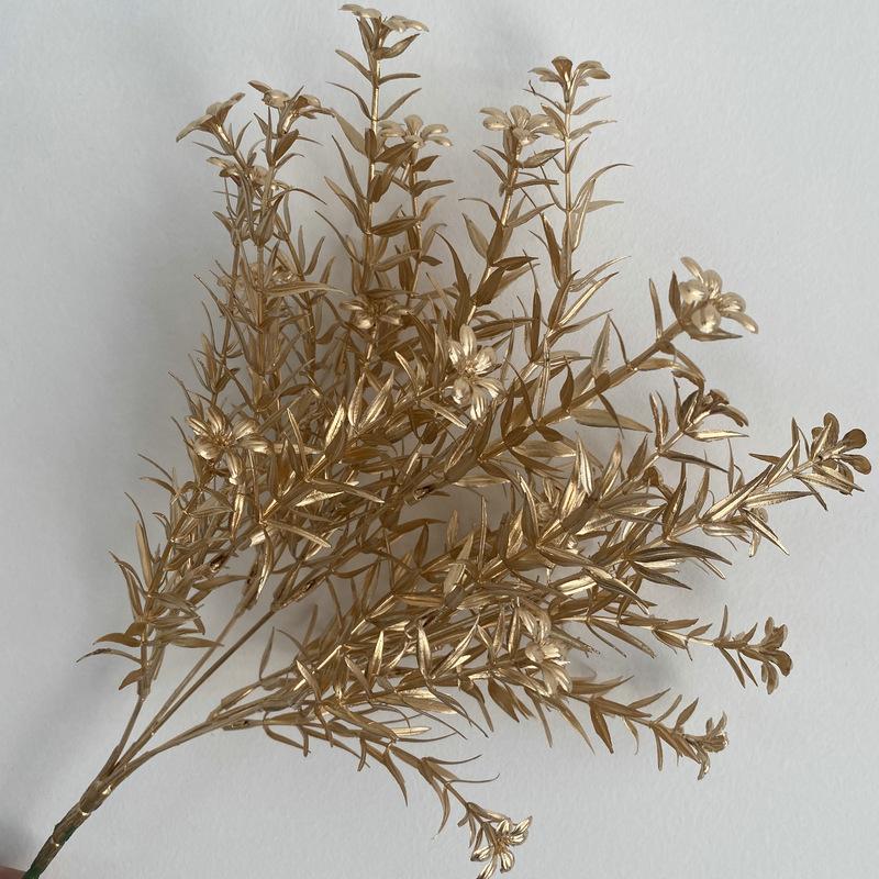 Artificial Golden Eucalyptus Hydrangea Fan Leaf Fake Flower Wedding Photography Home Hotel Ginkgo Leaves Plant Accessories Decor
