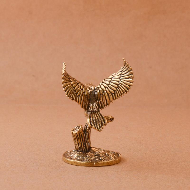 Antique Solid Brass Owl Miniature Figurines Retro Copper Animal Tea Pet Desktop Ornament Decor Crafts Animal Figurines
