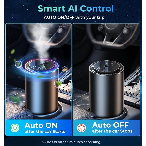 Drift Car and Home Diffuser Smart Air Freshener, Auto On/Off, Cordless & Portable, Works Silently, Refill Oil Aroma with 120 Days Long-Lasting Scent,