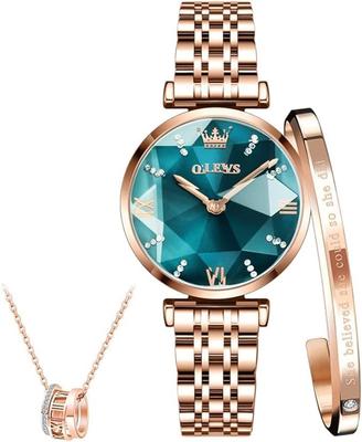 Quartz Designer Acier Inoxydable OLEVS Boîte Cadeau Parfait pour Cadeau de Jour Montre Femme, Bracelet/Collier, Montre, Mignon, Élégant, Étanche, Décontracté,