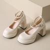 Scarpe Mary Jane da Donna Rosse Francesi con Tacco Chunky e Tacco Alto 2024: Stile Versatile per Gonne