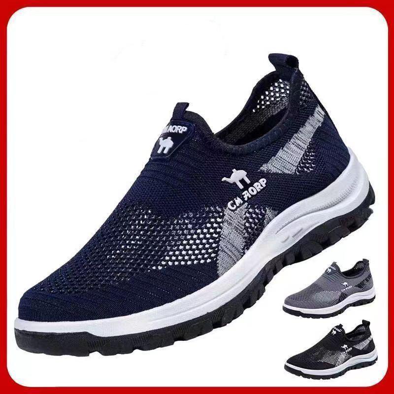 Herren Neue Mesh-Schuhe Atmungsaktive Freizeit-Laufschuhe Flying Knit Sportschuhe Faule Leute Pedal