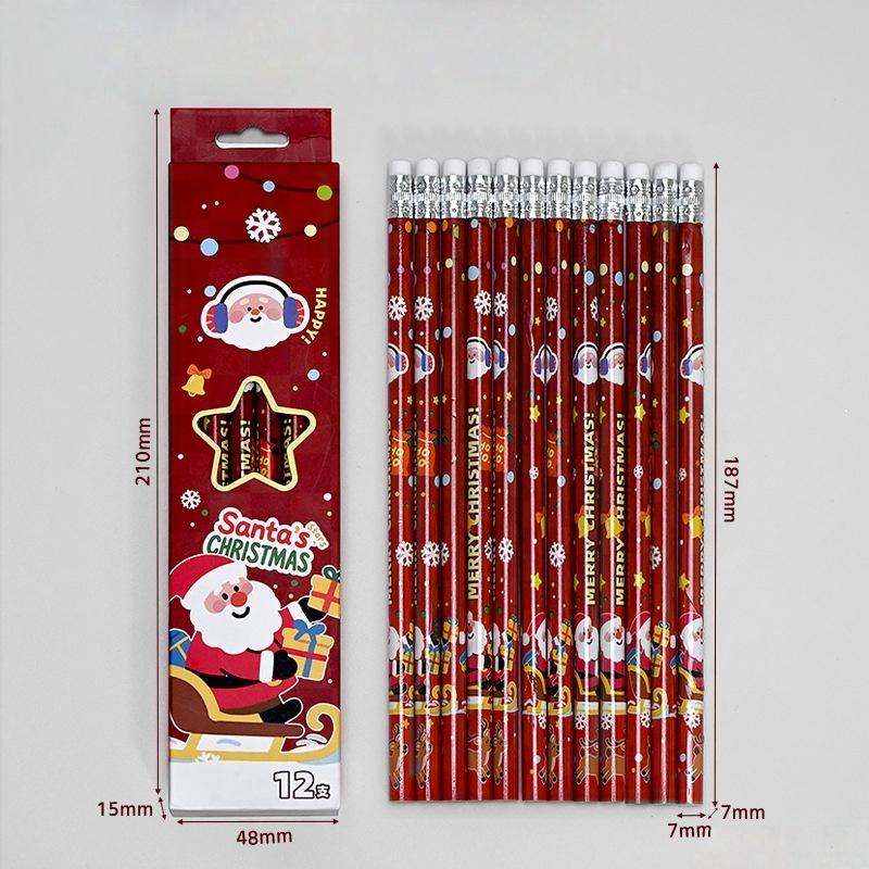 

12 шт./набор карандашей на рождественскую тематику для детей, подарок на день рождения, Рождество, для школьных наград красный