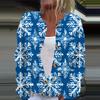 Women's Fashion Printed Long Sleeve Knitted Cardigan Button Down Jacket