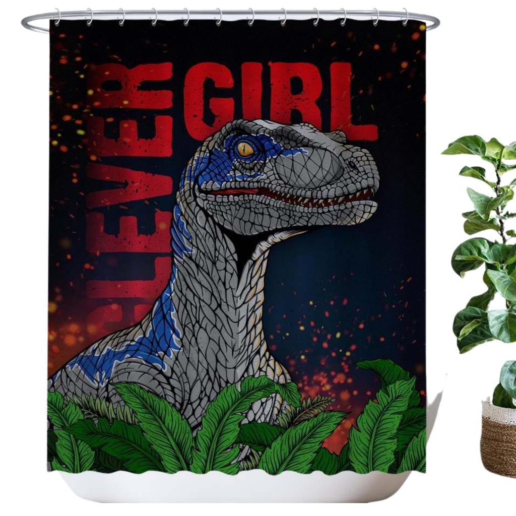 Dinosaur Shower Curtain For Bathroom, Funny Jurassic Dino World Park Shower Curtain Sets Bathtub Decor With Hooks Waterproof