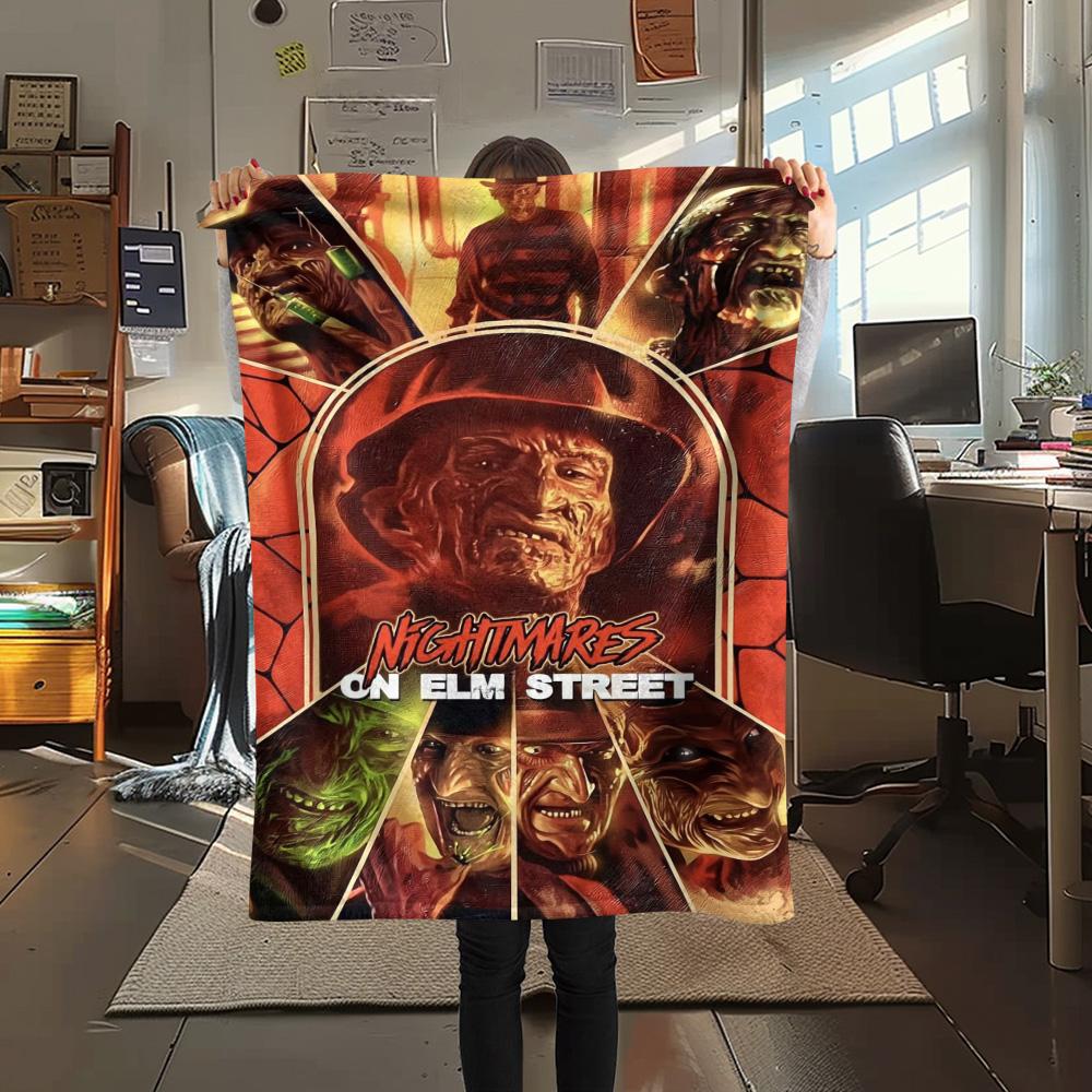 Creepy Freddy Horror Night Print Blanket Suitable For All Seasons Sofa Blanket Sheet Office Rest Blanket Machine Washable