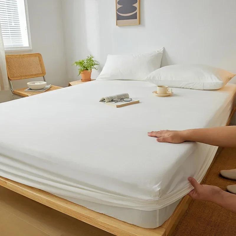 Cotton Fitted Sheet with Elastic Band Non Slip Adjustable Mattress Cover Suitable for King Size Bed Bedding Sheets for Bed