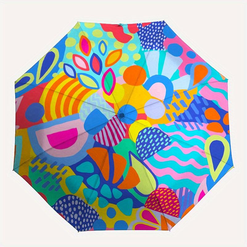

1pc Abstract Patterns Automatic Folding Umbrella, Portable & Foldable Design with 8 Ribs, Casual Outdoor Accessory yy250729039