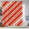 Red White Striped Shower Curtain 180x240cm Waterproof Bathroom Decor for Home Decoration