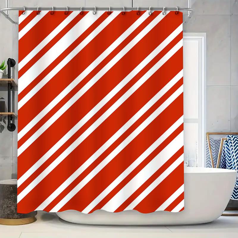 

Red White Striped Shower Curtain 180x240cm Waterproof Bathroom Decor for Home Decoration 90x180cm