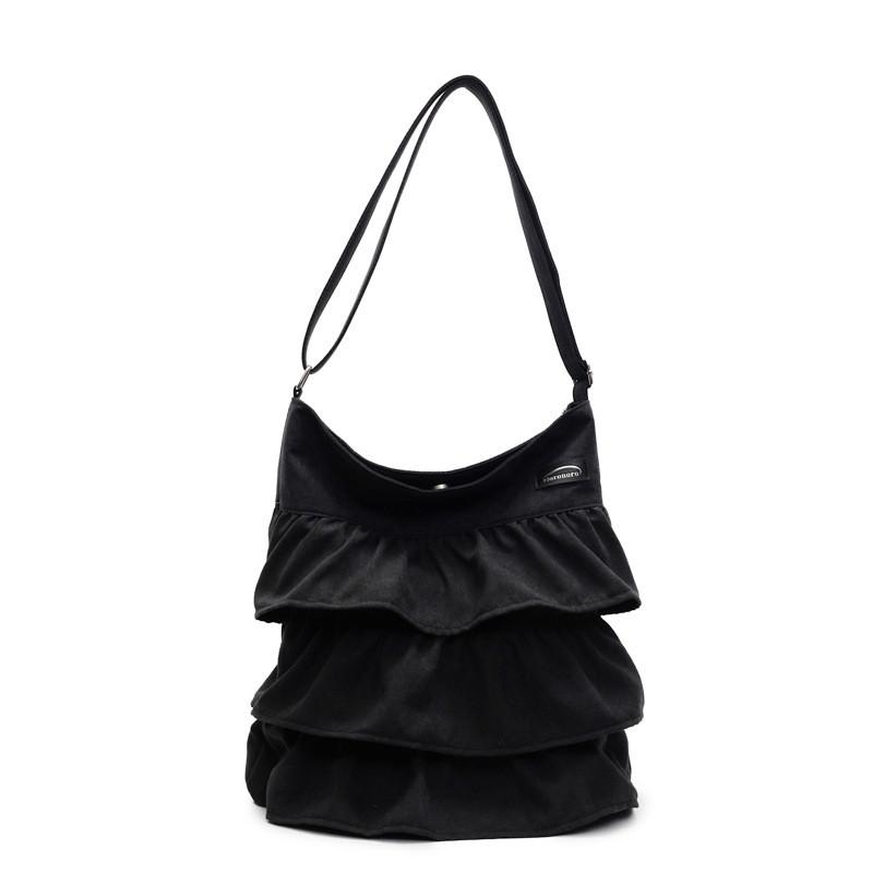 Lazy Style Female Shoulder Bag With Wrinkled Fabric And Magnet Closure Daily Use