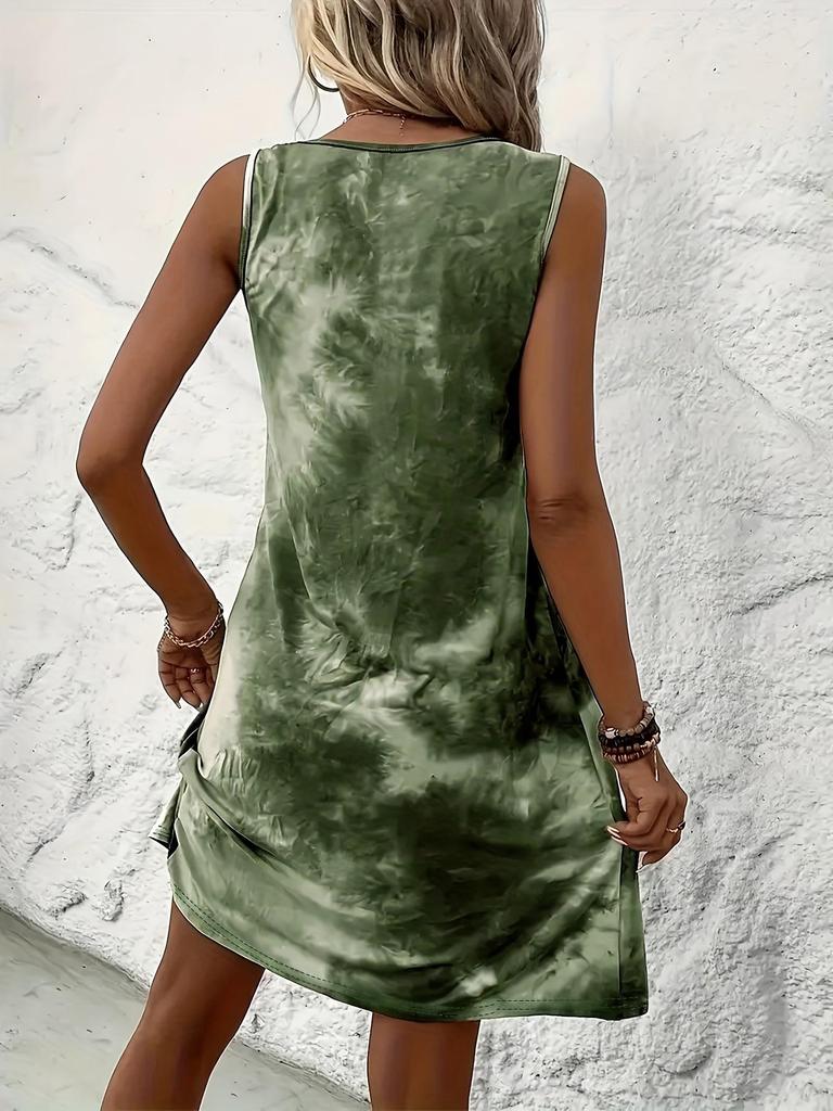 European and American Tie-Dye Sleeveless Loose Vest Dress - Spring/Summer 2026 Fashion