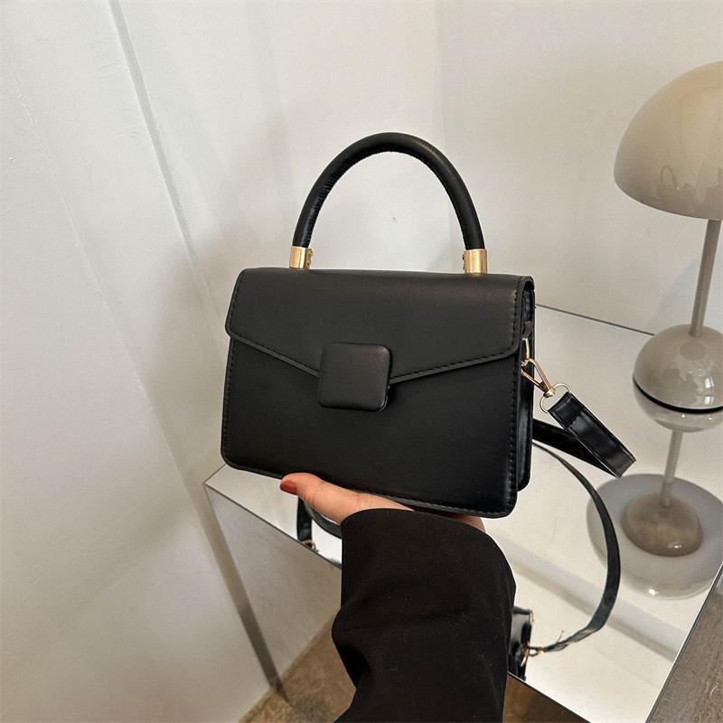 Elegant Pu Leather Small Square Bag Lock Clasp Trendy Handheld Tote For Women 2023