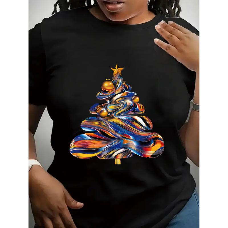 

Polyester Short Sleeve Graphic T-Shirt Trendy Print Crew Neck Soft Breathable XXL чорний