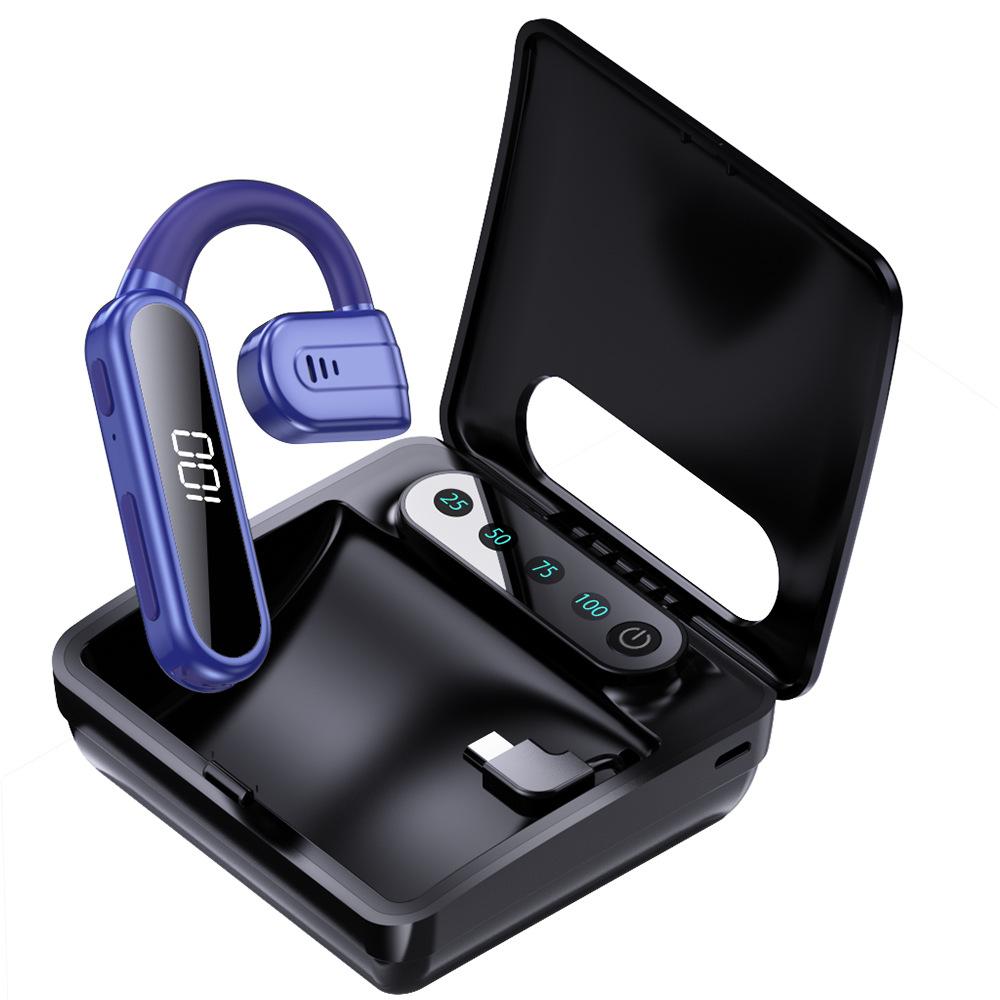 New Air Conduction Bluetooth Earphone Single Ear Rotation with Charging Compartment Without Ear Hanging Ear External Sound Large Power