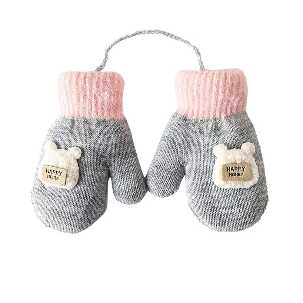 Full Finger Gloves Cute Toddler Children Baby Infant Thickened Knitted Gloves Cartoon Gloves Baby Mittens Warm Mittens
