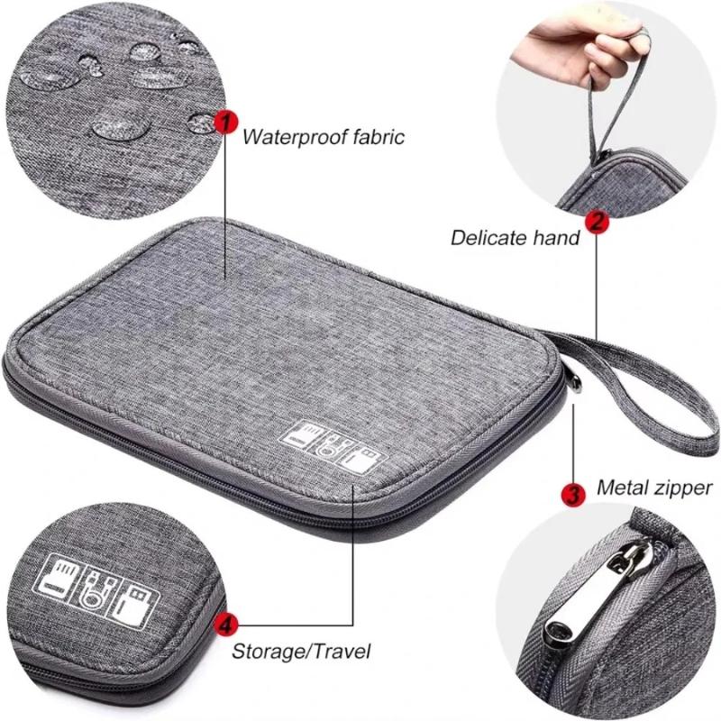 Portable Phone Cable Storage Bag Electronic Accessory Organizer Bag USB OTG Data Cable Charger Plug Travel Waterproof Multi Functional Organizer
