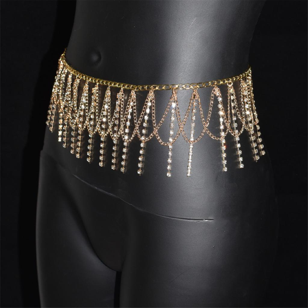 Tassels Waist Chain Elegant Rhinestones Belly Chain Body Jewelry For Stage Performances Prom Night Women Accessories