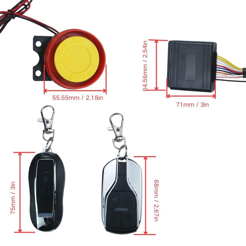125dB 1-Way Motorcycle Alarm System Anti Theft Kit Engine Start Remote Key Fob 12V Overload Protector Built in Vibration Sensor